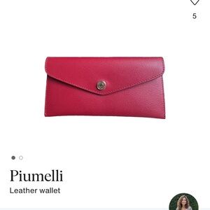Red Envelope-Style Leather Wallet with Gold Button